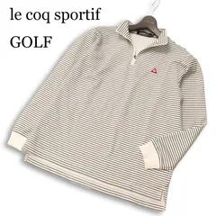 【美品】le coq sportif GOLF ルコック スポルティフ ゴルフ 通年 ロゴ刺繍 ボーダー ハーフジップ 長袖 シャツ Sz.M メンズ