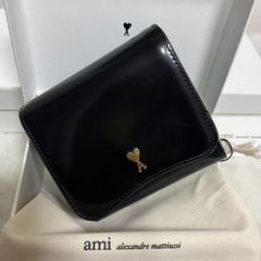 新品未使用 AMI PARIS 財布 二つ折り ブラック ゴールド 箱 保存袋付 