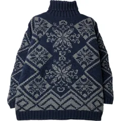 古着 90年代 ギャップ GAP オールドギャップ 総柄 スノー柄 雪柄 タートルネック コットンニットセーター メンズM相当/eaa615164