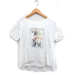 インゲボルグ INGEBORG フラワープリント カットソー 半袖 後シフォンレイヤード コットン 綿 4 オフホワイト 白 /FT22