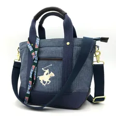 ポロクラブ 2way トートバッグ ショルダーバッグ ネイビー キャンバス 中古