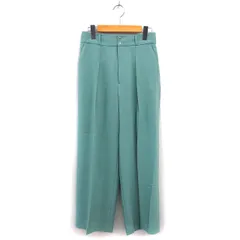 グリーンレーベルリラクシング ユナイテッドアローズ green label relaxing ワイド スラックス パンツ タック ジップフライ 無地 40 ミントグリーン /NT21