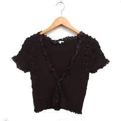 トゥービーシック TO BE CHIC カーディガン ボレロ 半袖 レース リブ 無地 2 ブラウン 茶 /FT25