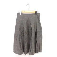 マーガレットハウエル MARGARET HOWELL タック フレア リネン スカート ミモレ丈 ロング サイドジップ 1 グレー /TT