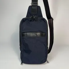 ポールスミス　ボディーバッグ　ナイロン　レザー　マルチストライプ　ネイビー