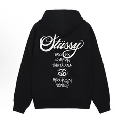 STUSSY☆スツーシー特別価格☆ パーカー ワールドツアーシリーズ World アルファベットプリントアメリカンスウェット 男女兼用