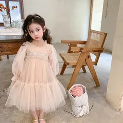 送料無料 子どもドレス 女の子 ワンピース チュール レース 切り替え 入学式 子供服 プチハイネック 子供服 キッズ 秋 冬 春 可愛い キッズ服 プレゼント 内祝い 幼稚園 保育園 おしゃれ 長袖