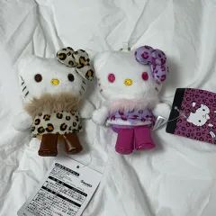 ハローキティ レオパード(ヒョウ柄) ぬいぐるみ キーホルダー 2種 まとめ