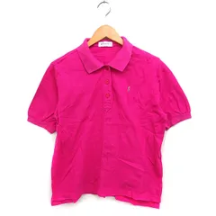 イヴサンローラン YVES SAINT LAURENT ポロシャツ 半袖 ロゴマーク刺繍 鹿の子 コットン 綿 M ショッキングピンク /FT35
