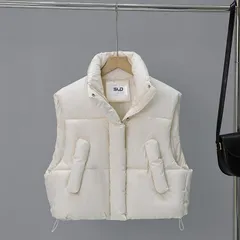 送料無料 中綿ベスト レディース トップス 中綿 ジャケット 立ち襟 コート ベスト ジレ シンプル 秋冬 冬服 秋冬 通勤 通学 暖かい お出かけ 無地 着痩せ 防寒 寒さ対策 体型カバー プレゼント 20代 30代 40代