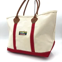 80s ビンテージ ヴィンテージ エルエルビーン L.L.Bean トートバッグ キャンバス レザー 生成り 赤