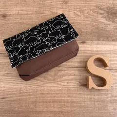 No.78 横入れお弁当袋 S size✴︎モノトーン　くまさん