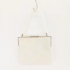 ハンドバッグ パーティバッグ ビーズ アイボリー 白 オフホワイト 