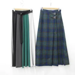レイジーブルー RAGE BLUE r.p.s スカート 2枚セット プリーツ ロング チェック ベルト フレアー カラーブロック 紺 緑 黒 ベージュ ネイビー グリーン ブラック F M