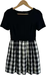  【美品】To b.by agnes b.トゥービーバイアニエスベー　ミニワンピース　ホワイトブラックチェック　レディース　36サイズ【Z1795】