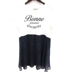 オリーブデオリーブ OLIVE des OLIVE ワンピース Aライン ミニ 半袖 総柄 白 ホワイト 紺 ネイビー /RT