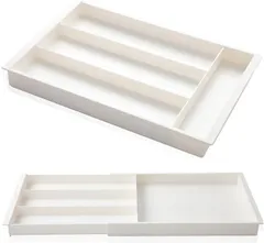 ONE-K カトラリーケース 収納 伸縮 キッチン カトラリートレー 仕切りトレー 引き出し 整理ボックス 伸縮32x50.7cm 収納ケース 整理整頓 HIPS素材 (白)