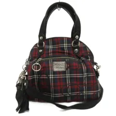 コーチ COACH ショルダー ハンドバッグ 18714 ポピー キャンバス タータンチェック ブラック レッド系