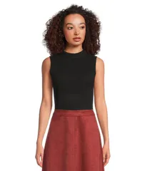 ヴィンスカムート レディース アウター ニット・セーター モックネック ノースリーブ Vince Camuto Rib Sleeveless Mock Neck Rich Black ブラック