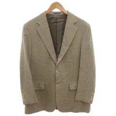 バーバリー ロンドン BURBERRY LONDON テーラードジャケット シルク混 175 AB6 ベージュ チェック柄 ノッチドラペル /FF ■ECT