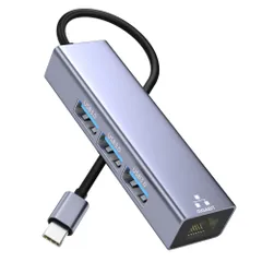 USB LAN変換アダプター 有線LANアダプター イーサネットアダプタ 4-IN-1 U S B ハブ 1000Mbps RJ45 ギガビット USB3.0*3拡張 5Gbps高速データ Type-C ランイーサネットコンバータ lan変換ケーブル ...