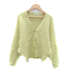 エル ELLE ニットカーディガン Vネック ミドル丈 ラメ 38 M マルチカラー 黄色 イエロー /HO25