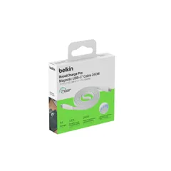 Belkin USB-C to USB-C 平型ｹｰﾌﾞﾙ 240W 2.0 マグネット式ｹｰﾌﾞﾙ 急速充電PD対応 高耐久 1M ホワイト CAB027qc1MWH