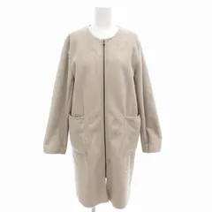 ビームスハート BEAMS HEART フェイクスエードリバーシブルコート ノーカラー ひざ丈 M グレー /FF ■GY14