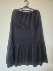 黒 コーデュロイ ロング スカート