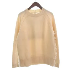 ヴォー VOO タグ付き ニット セーター フリンジ 長袖 クルーネック 1 アイボリー