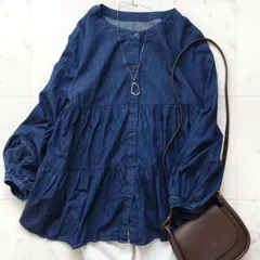 【アーバンリサーチドアーズ】デニムティアードブラウス  Mサイズ インディゴ  コットン100%