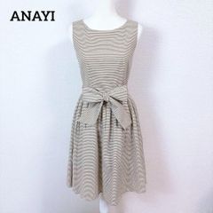 ANAYI アナイ ノースリーブワンピース 昭和レトロ ドット柄 リボン 