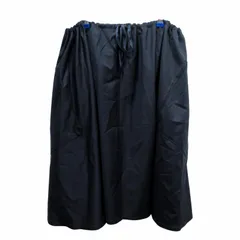 ルグラジック Le glazik 美品 イージースカート フレア ギャザー ウール ストレッチ 36 約S ブラック ネイビー 系 0805