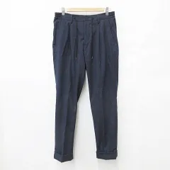 リングヂャケット RING JACKET Salon de GW パンツ テーパード ロング チェック 脇ゴム ドロスト ロールアップ 紺 ネイビー M