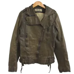 シェアースピリット SHARE SPIRIT 00s Archive Goat Leather Riders JKT Y2K アーカイブ ゴートレザー ライダースジャケット 山羊革 平成 36 カーキ