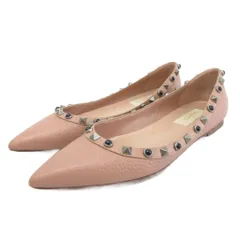 ヴァレンティノ ガラヴァーニ VALENTINO GARAVANI ロックスタッズ バレリーナシューズ バレエシューズ フラットシューズ ポインテッドトゥ 36 23cm ピンク ■IBO90