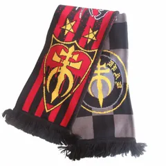 DROP DEAD ドロップデッド 新品同様 MATCH DAY SCARF マッチデイスカーフ タオルマフラー ストール ロング フリンジ サッカー 赤 黒 ブラック レッド 0810