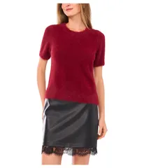 ヴィンスカムート レディース アウター ニット・セーター クルーネック Vince Camuto Eyelashshort Sleeve Crew Neck Crimson クリムゾン