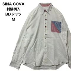 SINA COVA シナコバ   刺繍柄入り コットンBDシャツ　 トリコロール  LUPO DI MAREロゴ Mのサムネイル