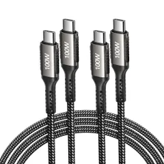 [2個パック] USB Type C充電ケーブル 100W/5A PD急速充電対応 USBC to C ナイロン編組ケーブル 柔軟に曲がる 折れにくい 絡みにくい, iPhone 15/16/iPad/Macbook Pro/Galaxy S24/S ...