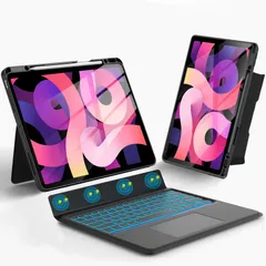 【新モデル・横/縦対応】ipad Air (M3/M2) 13インチ ケース ipad pro 12.9インチ 第6/5/4/3世代用 キーボードタッチパッド付き 7色バックライト 横置き 縦置き 軽量 磁気吸着 分離式 ワイヤレス bluetoot ...
