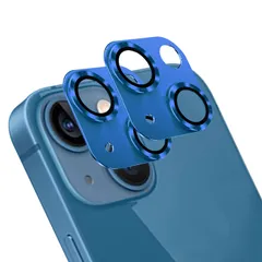 iPhone13 / 13 mini レンズ 保護フィルム アルミ合金製 【2枚セット-高 品質】 アイフォン13 カメラフィルム アイフォン 13 ミニ レンズ 保護カバー カメラ保護フィルム 全面保護 傷防止 耐衝撃 露出オーバー防止 (ブルー( ...
