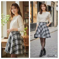 ★新品タグ付★Rirandture【2】ミニスカート グレー チェック柄 可愛め