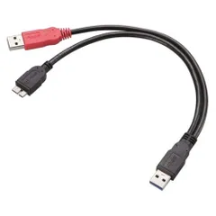 エレコム USBケーブル Y字Wパワーケーブル USB3.0 (USB A オス to microB オス) 簡易パッケージ USB3-AAMB5DPBK