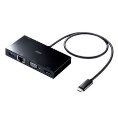 Sanwa Supply USB Type-C Mobile Docking Station 5-in-1 (USB A connector female/USB Type-C connector female/HDMI Type-A female/VGA mini D-Sub 15-pin female/RJ-45 port x1 each) USB-3TCH30BK