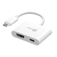 j5create USB-C 4K HDMI+PD100W 2in1 変換アダプター iPhone17 シリーズ 4K 30Hz HDMI PD100W USB C ポート 充電しながら画面出力 4Kビデオ マルチディスプレイ ミラーリング iPho ...