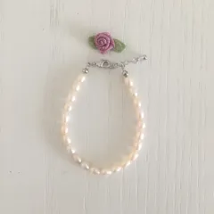 美品☆高級淡水パール☆素敵なエレガントブレスレット（アジャスト付き）