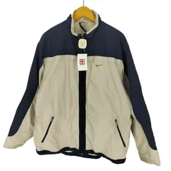 ナイキ NIKE 90-00S 白タグ スウッシュ刺繍 バイカラー リップストップ ジップアップ ナイロン ジャケット メンズ import：XL 