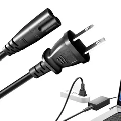 AC電源ケーブル 1.5m 電源ケーブル 黒 2Pメガネプラグオス to 2ピンソケットメス ストレート型電源コード