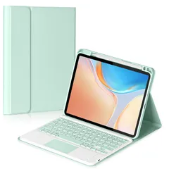 iPad第10世代 2022/ iPad (A16) 2025 第11世代 キーボードケース タッチパッド搭載 上側ペンホルダー スタンド機能 全面保護 ミントグリーン